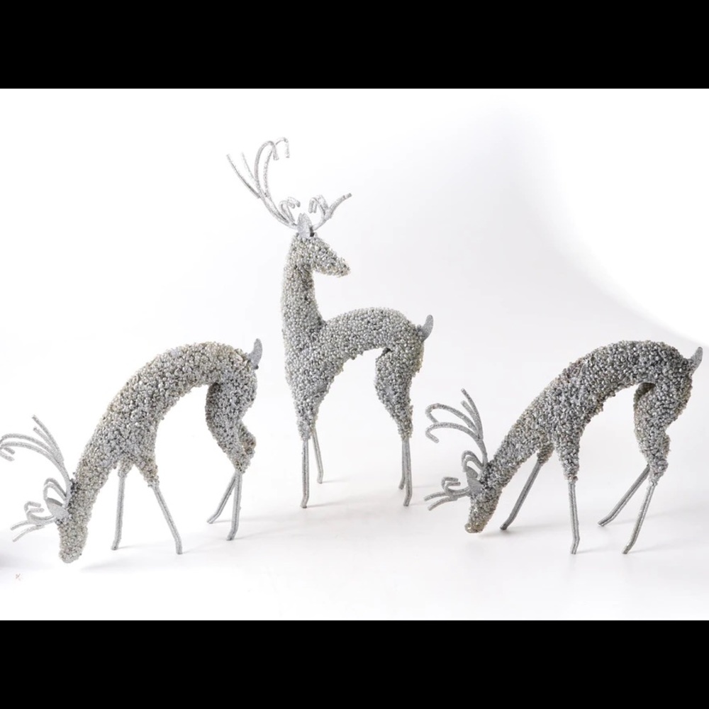 Metal Glitter and Rhinestone Reindeer Ornaments